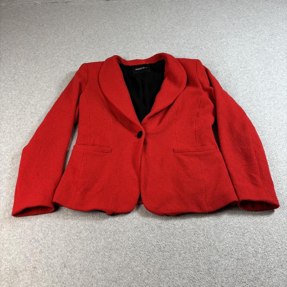 Lafayette 148 New York Wool Blazer Women 8 Red Shawl Collar Jacket Career Office